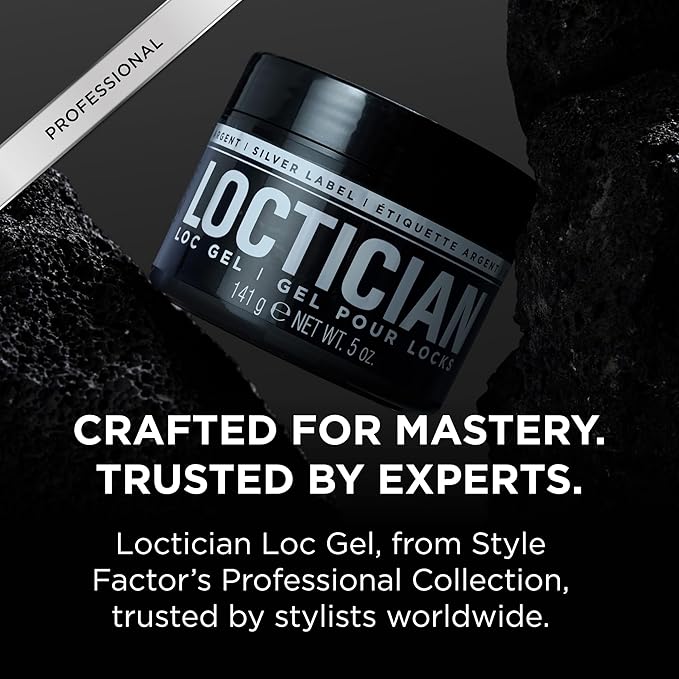 Style Factor Loctician Silver Premium Pomade with Biotin – Max Hold, Expert Styling Gel for Locs, Twists, Braids – for All Hair Types 5 oz