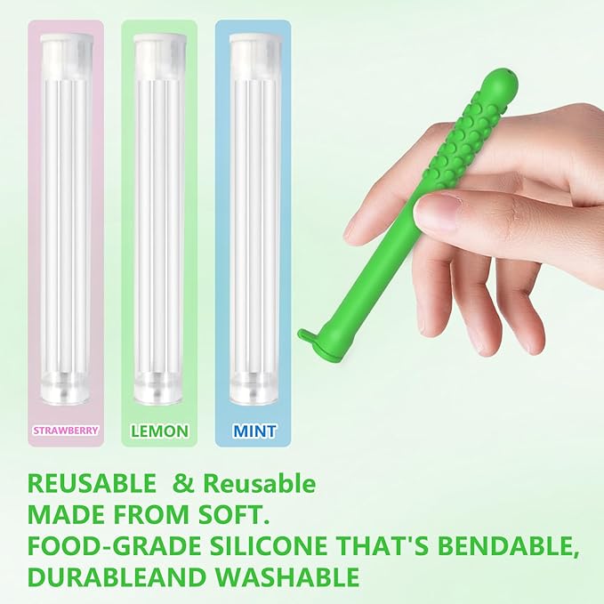 3PCS Chewable Sticks with Essential Oil, Chewable Slicone Sticks for Fresh Breath, Portable Breath Freshener with 9 Replacement Cores, Chewable Essential Oil Breath Stick Travel-Friendly