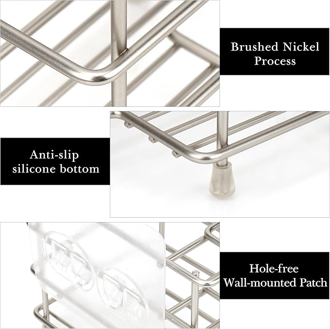 Linkidea Desktop Stainless Steel Razor Holder for Shower, Shaving Can Gel Storage Stand with Non-Slip Base, Compatible with Gillette Fusion ProGlide, Mach 3, Harry's 5 Blade (Silver)