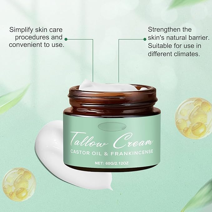 Grass-fed Tallow with Frankincense Oil & Castor oil,Tallow Moisturizer for Skin, Tallow and Manuka Honey Balm for Face & Body (2PCS)