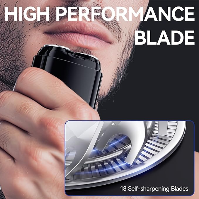 ENCHEN Mini Electric Shaver for Men, Portable Magnetic Dual-Head Rotary Pocket Electric Razor for Face, IPX7 Waterproof Wet & Dry, USB-C Rechargeable for Home, Car, Travel, K8,Black