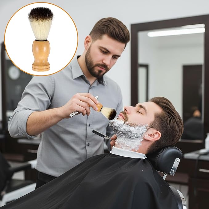 12 Pcs Wood Handled Hair Shaving Brush Professional Salon Tools Beard Grooming Tool for Men Shave Accessory