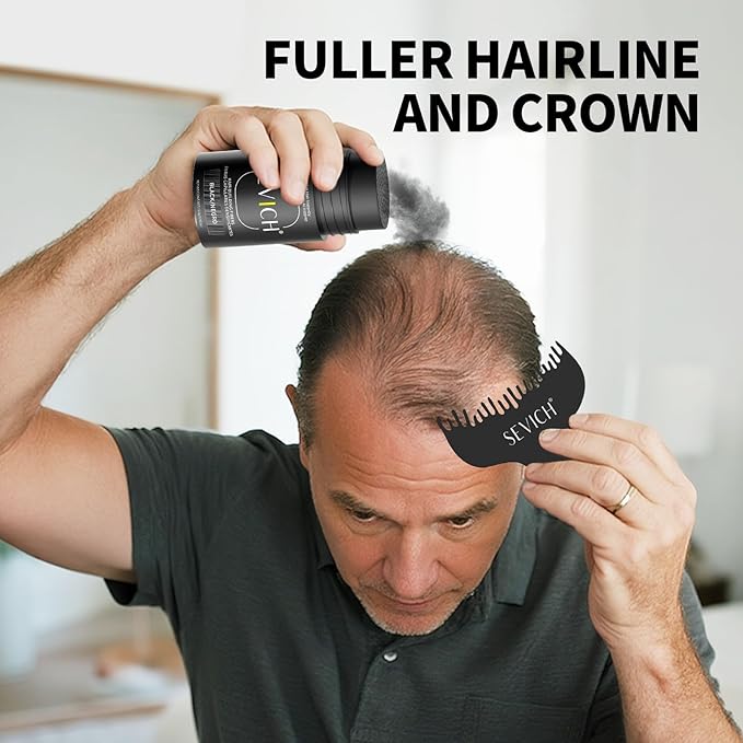 SEVICH Hair Fibers for Thinning Hair, Hair Building Fibers Instantly Thicker & Fuller Look,Hair Powder for Men & Women 12g Black