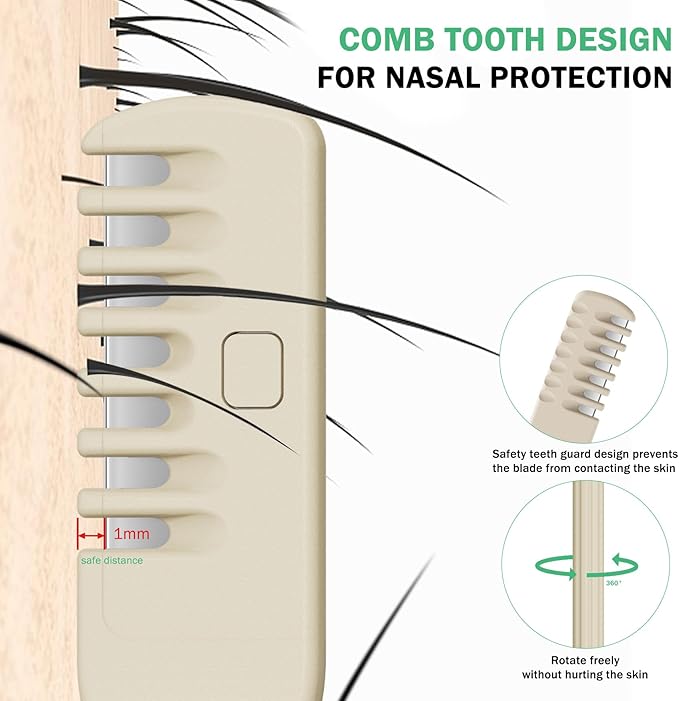 BEZOX Manual Nose Hair Trimmer (Pack of 3) - Rotating Nasal Hair Razor Cutter with Ear Picker for Women and Men - Portable Nostril Hair Remover Tools