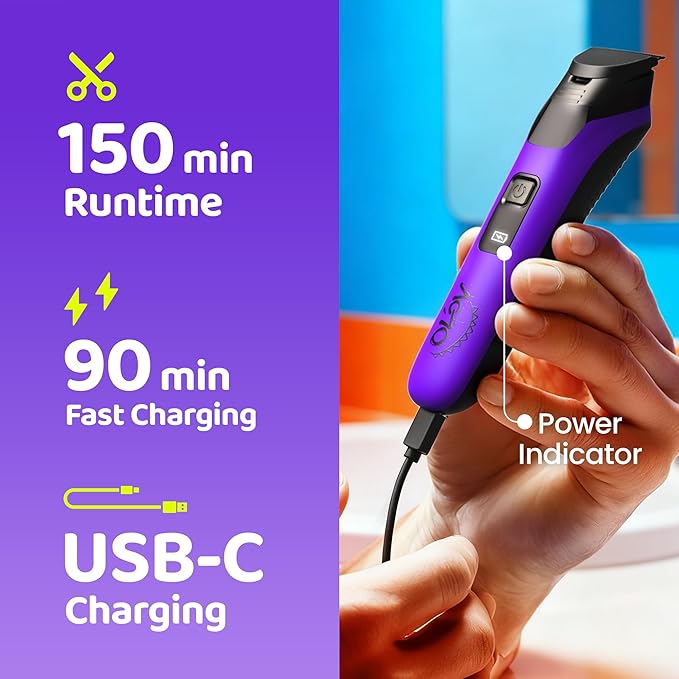Electric Beard Trimmer for Men,Nose Hair Trimmer &Men‘s Electric Razor 10-in-1 Grooming Kit Cordless Shaver Gift-Ready for Men(Purple)