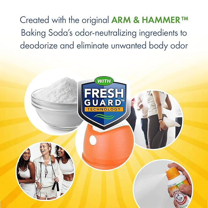 Arm & Hammer Invisible Body Powder Spray, Clear Talc-Free Body Odor & Sweat Control For Men & Women, Spray Body Powder For Women And Men, Arm And Hammer Body Spray Powder, 7 Oz (3 Pack)