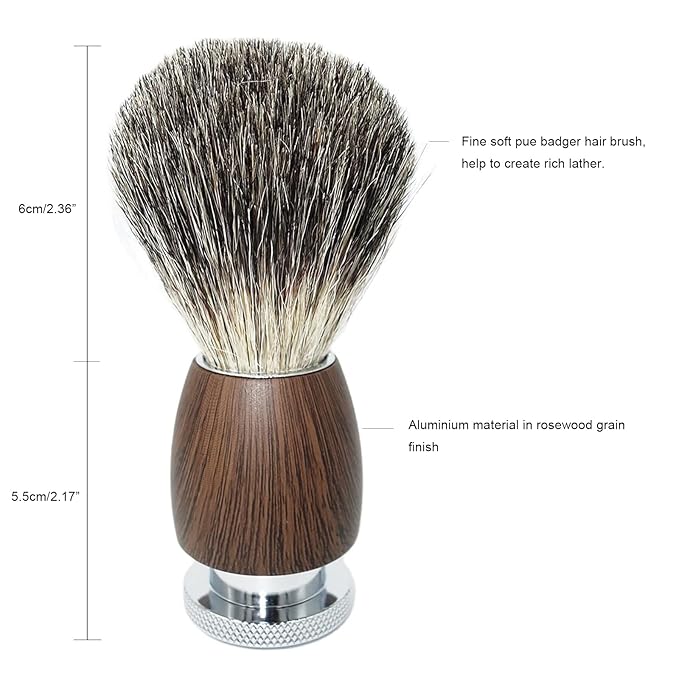 Luxury Safety Razor Shaving Kit for Men,with Shaving Bowl,Badger Hair Brush,Shaving Stand and Manual Razor Compatible with 3-Layer Razor Cartridge,Unique Wet Shave Set Gift for Men