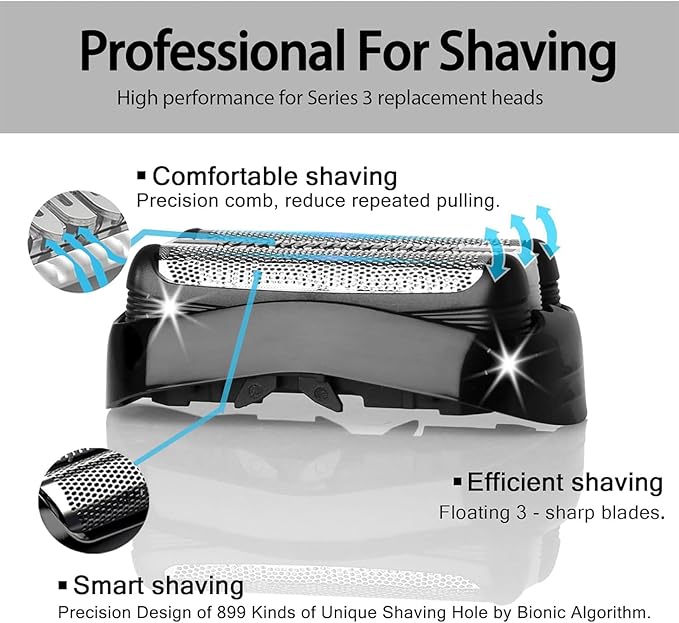2Pcs S3 32B Replacement Head Compatible with Series 3 Electric Shaver 3040s 3080s-4 370cc 3070cc 3000s 3010, 3090cc models...