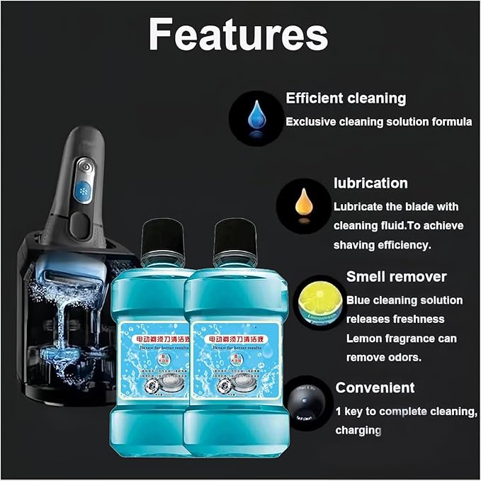 250ML Electric Shaver Cleaning Liquid Compatible with Philips HQ200 JC301 JC302,Compatible with Braun CCR4 Change Cleaning Solution (2 Bottles)