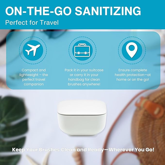 Tidy Teeth UV Toothbrush Sanitizer - Portable Cordless UVC Light Tooth Brush Holder - Cleaning and Sanitizing - Home Bathroom Countertop & Travel - USB Rechargeable Cleaner Case w/Wall Mount (1-Pack)