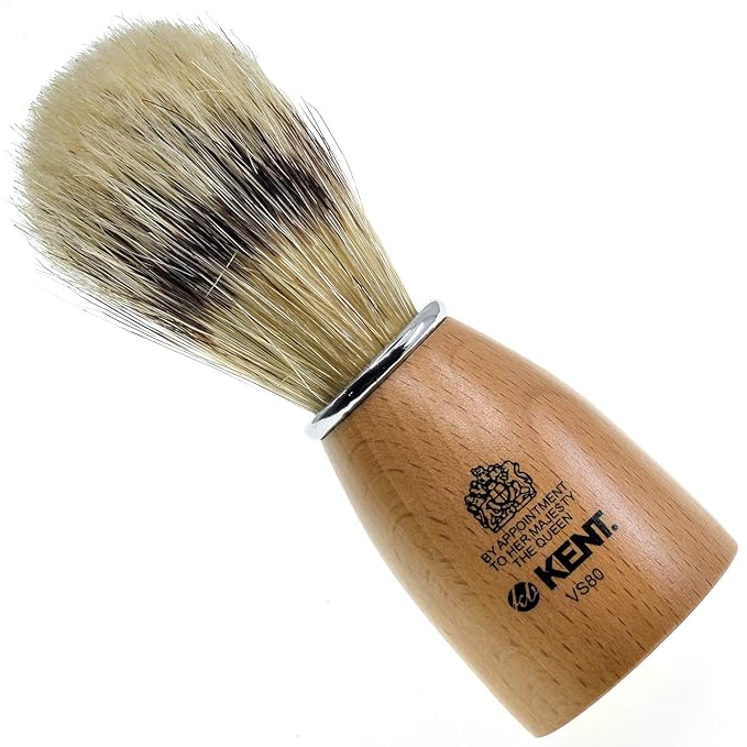 Kent VS80 Natural Badger Bristle Shaving Brush Shaving Kit for Men for Safety Razor, Shaving Razors for Men. Perfect Lather Shaving Brush for Shave Cream, Shaving Soap. Kent Luxury Shaving Since 1777