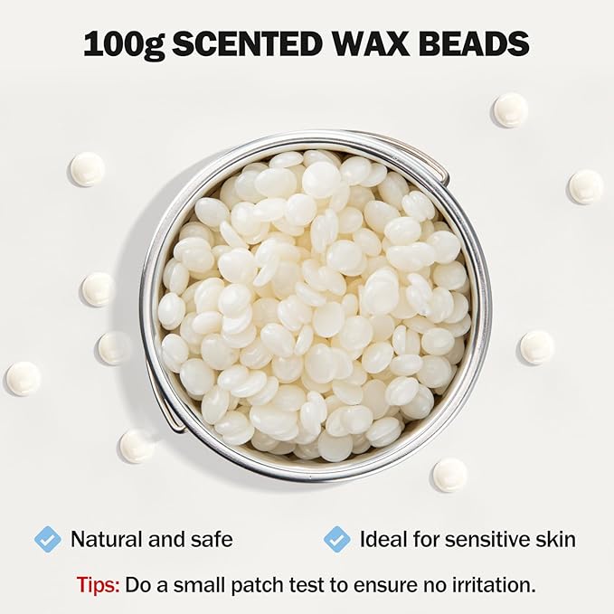 SUERBEATY Hard Wax Beads for Nose Ear Hair Removal, Nose and Ear Wax Kit for Men or Women, Refill Wax Beads for Eyebrow, Lip, Face, Creamy Scent, Painless, Portable, 100g