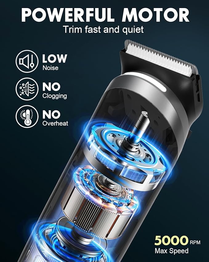 Electric Body Hair Trimmer for Men - Pubic Shaver with Ceramic Blades (No Nicks) - Mens Wireless Ball Shaver, Waterproof Wet/Dry Electric Razor, USB Recharge Dock