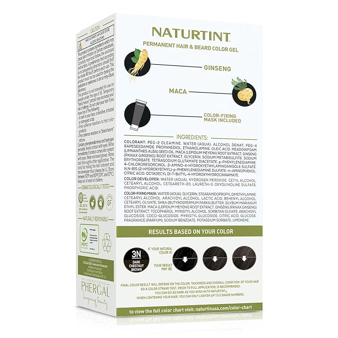Naturtint Mens Permanent Hair Color for Hair Beard and Mustache (3N Dark Chestnut Brown)