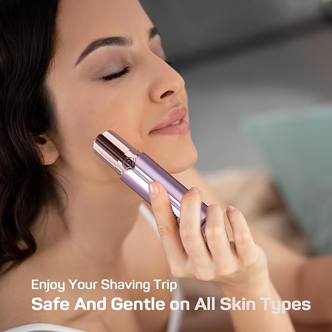 Facial Hair Removal for Women, Electric Painless Facial Hair Remover for Face, Lip, Chin with 2 x Replacement Heads
