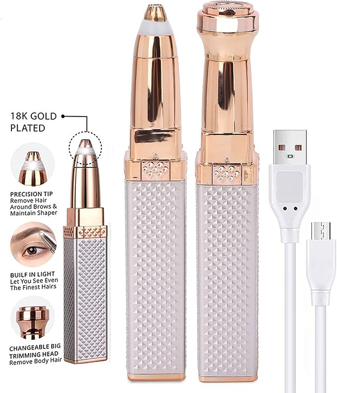 Hair Removal for Women, 2 In1 Eyebrow Epilator Eyebrow Trimmer Body Hair Groomers Electric Hair Remover for Eye Brows Hair Removal Lip Hair Shaver Hair Removal Device