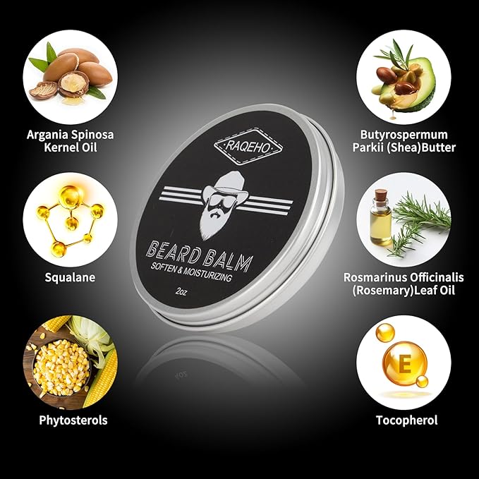2oz Beard Balm for Men - Mustache Wax Mens Beard Leave In Conditioner Butter Wax Cream Softener Shea Moisturizer Grooming Styling Dandruff Treatment Maintenance Gifts Care Products(Sandalwood)