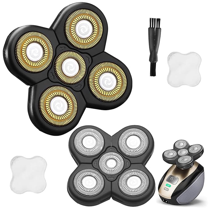 Universal 2PCS 5 Blades Head Shaver Replacement blades Compatible with Freedom Gold shaver and some brands. 5D Shaver Replacement Heads with Blade Cover and Cleaning Brush