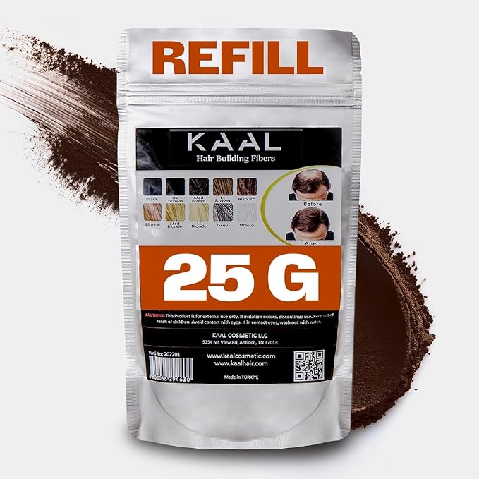KAAL Hair Fiber Refill Pack | (0.88 oz, Dark Brown) Hair Fibers for Thinning and Hair Loss, Concealing Powder for Men and Women