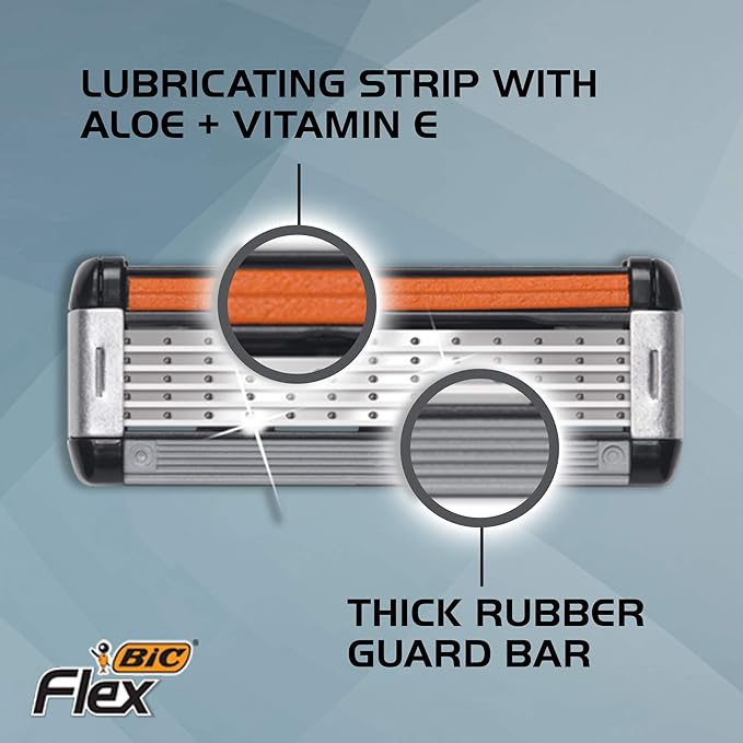 BIC Flex 5 Hybrid Men's 5-Blade Disposable Razor, 1 Handle and 4 Cartridges, 2 Count (Pack of 2)