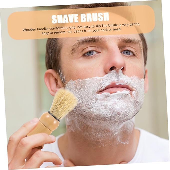 Portable Multi-use Beard Brush with Boar Bristles for Men Shaving Brush for Soap Durable Wooden Handle for Beard Styling and Cleaning