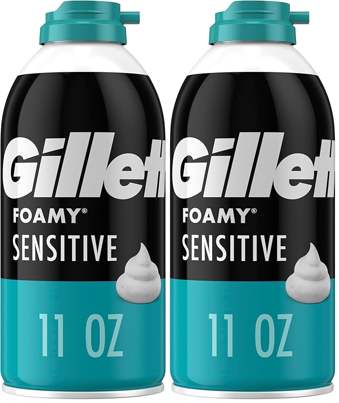 Gillette Foamy Shaving Cream, Sensitive Skin, 11 Ounce (Pack of 2)