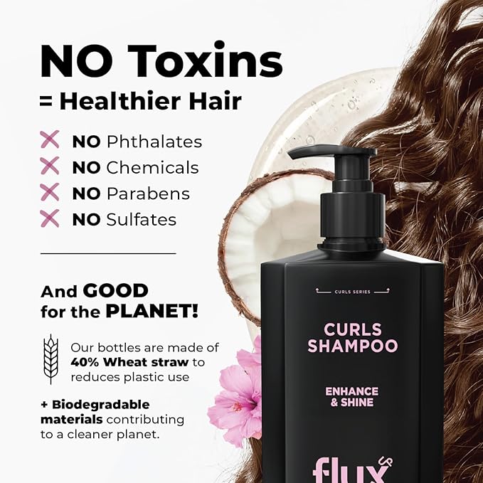 Curly Hair Shampoo – Hydrating Shampoo for Curly & Wavy Hair for Women & Men – Sulfate-Free Frizz Control & Moisture for Defined, Stronger, Softer Curls – 17 fl oz