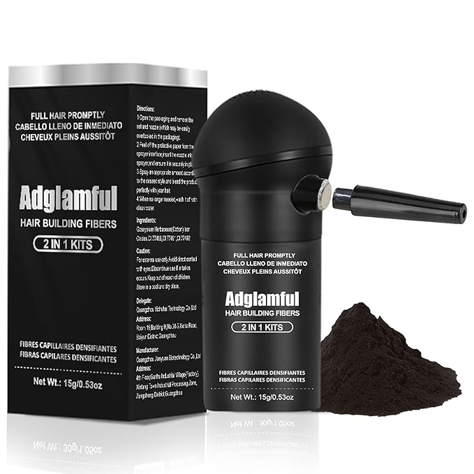 Hair Building Fibers for Thinning Hair, Root Touch Up Powder with Spray Applicator, Instant Volume & Hair Thickening for Men & Women, Sweatproof, Windproof, Matte Finish – 15g Dark Brown, No Residue