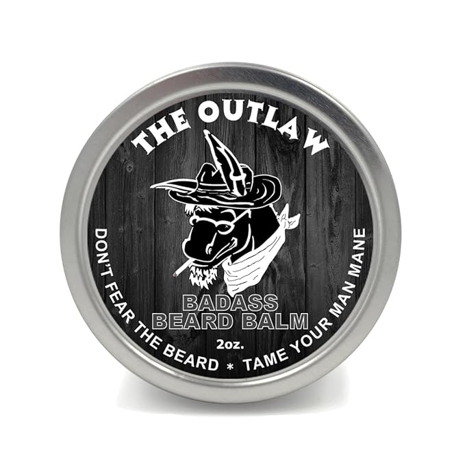 Badass Beard Care Beard Balm For Men - The Outlaw Scent, 2 oz - All Natural Ingredients, Soften Hair, Hydrate Skin to Get Rid of Itch and Dandruff, Promote Healthy Growth