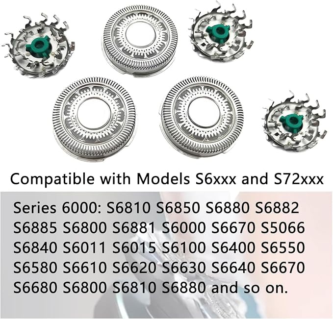 SH60 Replacement Head Blades Series 6000 Compatible with Philips 6000 Series Electric Shaver Razors Replacement Blades for Series 6000 Shaver Cleaning Brush for S6880/81 S6810/82 S6850/85