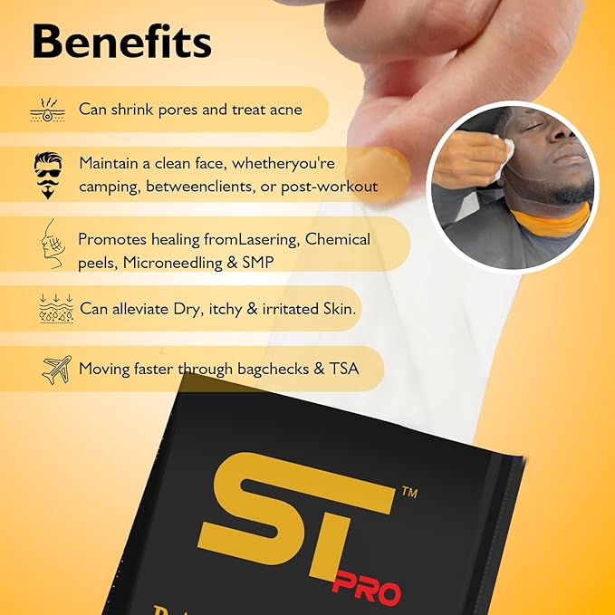 Supreme Trimmer Alcohol-Free After-Shave & Face/Body Wipes - 50 Individually Wrapped Disposable Barber Wipes for Sensitive Skin, Fresh Scent, Travel Friendly