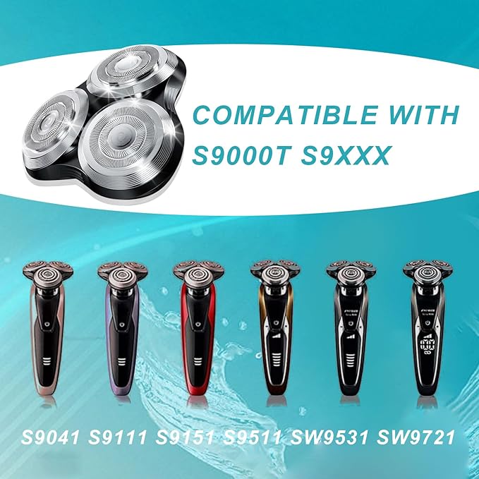 New Upgrade SH90 Replacement Shaver Heads Compatible with Philips Norelco Series 9000 (S9000) Shavers Replacement Heads (SILVER(1pcs))