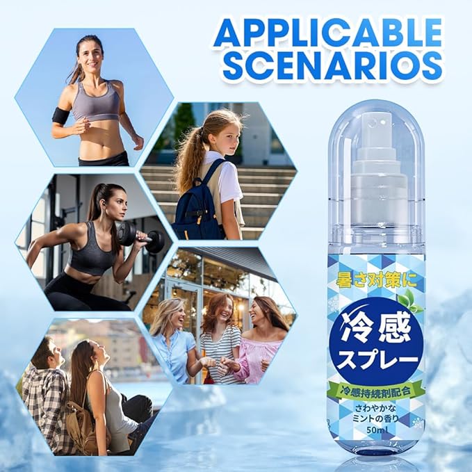 Cool Spray, Cooling Body Spray for Summer Down Instant Cooling Relief for Outdoor Sports Travel Non-Sticky Mist for Men and Women (3)
