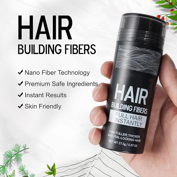 Hair Building Fibers for Thinning Hair with Spray Applicator Pump Nozzle - Natural & Undetectable,Instantly Thicker Fuller Hair Conceals Hair Loss 30 Sec,4 Shades for Men & Women,27.5g (Medium Brown)