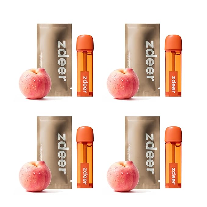 ZDEER Peach Black Tea Oral Spray Refill Pods, 4-Pack Gentle Alcohol-Free Breath Spray
