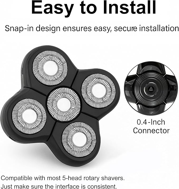 1 Pack Replacement Blades Compatible with Freedom Head Shaver, 5-Head Rotary Blade Refills for Bald Men Grooming, Electric Razor Heads for Head and Face Shaving with 1 Cleaning Brush