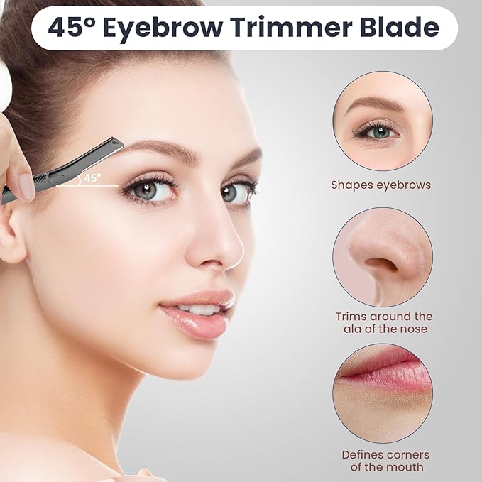 AIBRIT PRO Dermaplaning Tool for Face, Dermaplane Razor for Peach Fuzz with Metal Grip, Professional Eyebrow Razor for Women, Facial Razor for Women Black (12 Replaceable Blades)