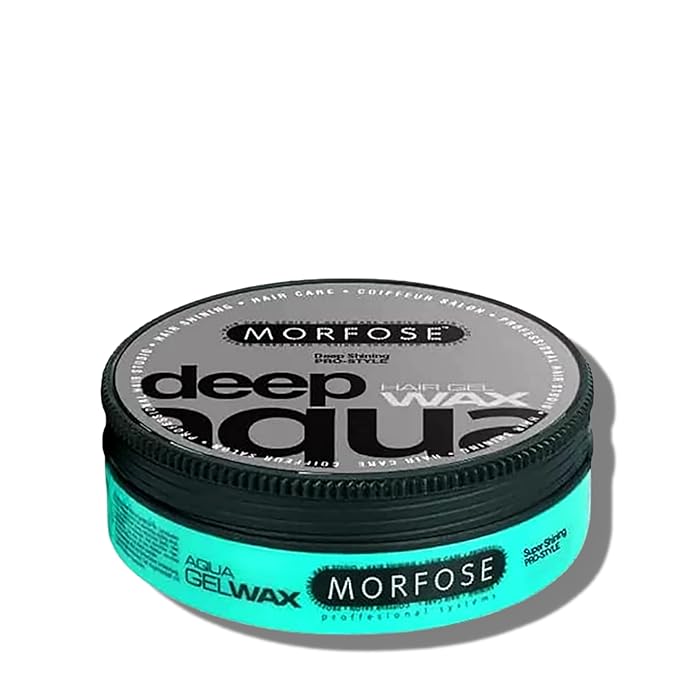 Morfose Deep Aqua Hair Gel Wax with Shiny and Strong Flexible 5 Hold, Manage Flyaways, Braids, and Curls, Professional Hair Styling for Women and Men, Fruity Scent, 5.92 Fl. Oz, (deep aqua)