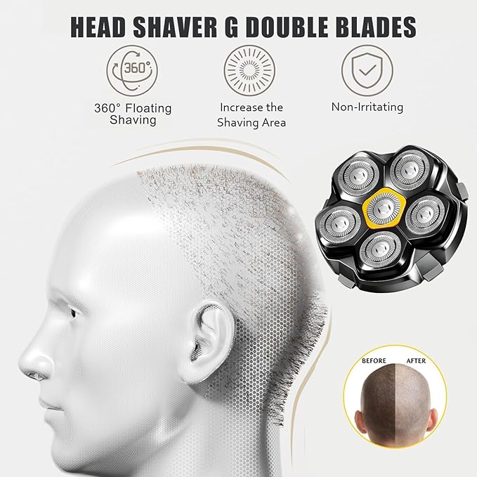 6 Blade Magnetic Replacement Shaving Heads Compatible with 6D Blade Head Compatible with Head Shavers for Bald Men,3Pack Travel Size
