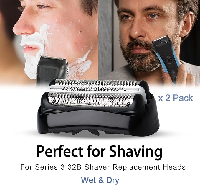 2 Pack 32B S3 Electric Replacement Shaver Head for Series 3 Shaving Razors, Compatible with S3 3040s 3080s-4 370cc 3070cc 3000s 3010, 3090cc Etc.