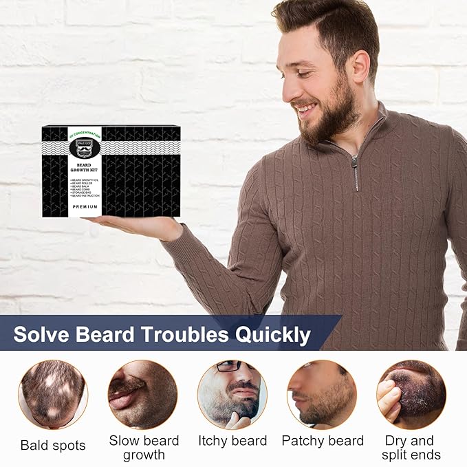 MALE GOD Beard Growth Kit, Beard Kit W/Men's Shaving & Grooming Sets, Upgraded Beard Growth Oil W/Biotin and Batana Oil, Balm, Comb for Spot/Patchy Beard, Christmas Gifts for Men Him Boyfriend Husband