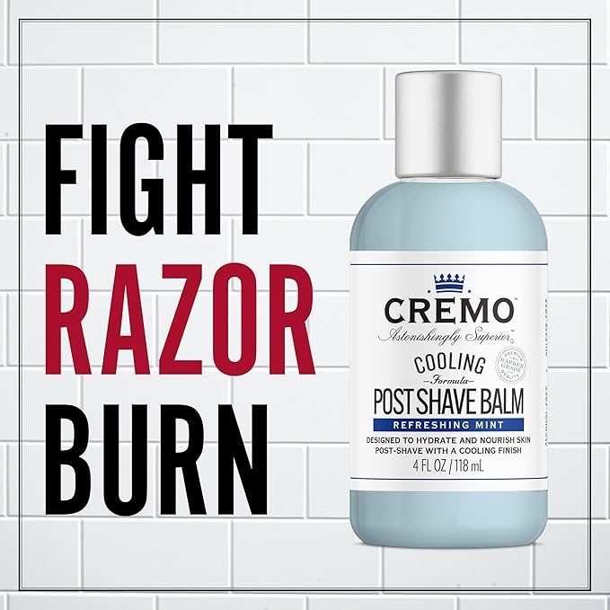 Cremo Cooling Formula Post Shave Balm,Soothes,Cools And Protects Skin From Shaving Irritation,Dryness and Razor Burn,4 Oz,(Pack of 2)