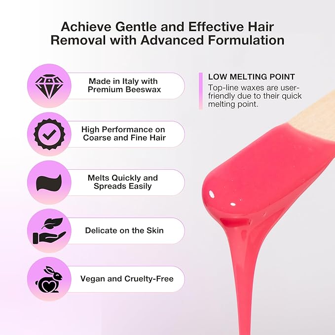 Curacoro Italian Wax Beans - 500g Hard Wax Beads for Full Body Hair Removal on Face, Body, Brazilian, Bikini, Legs, Underarms, Skin-Friendly Waxing Beads for Women & Men, Made in Italy (Passion Fruit)