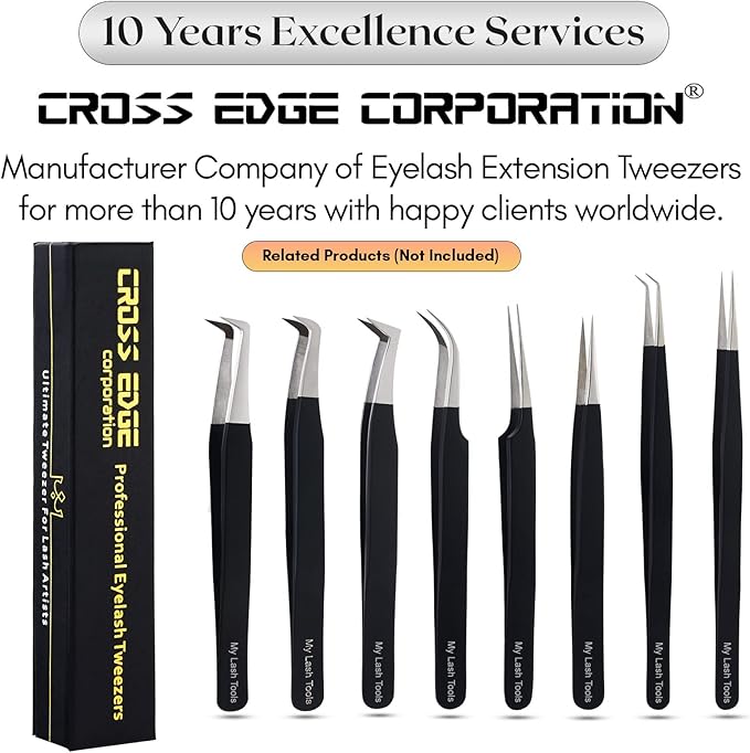 My Lash Tools Fiber Tip Lash Tweezers for Eyelash Extension Curved 45 Degree Angled Tweezer Best for Volume, Individual Isolation & Classic Lashes Stainless Steel Lash Supplies (Matte Black)