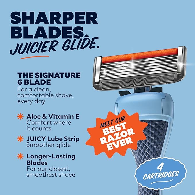 Dollar Shave Club | 6 Blade Razor Refills (4 Pack) and Shave Butter 3 ounce | 6 Stainless Steel Blades for a Close & Comfortable Shave | Razors for Men