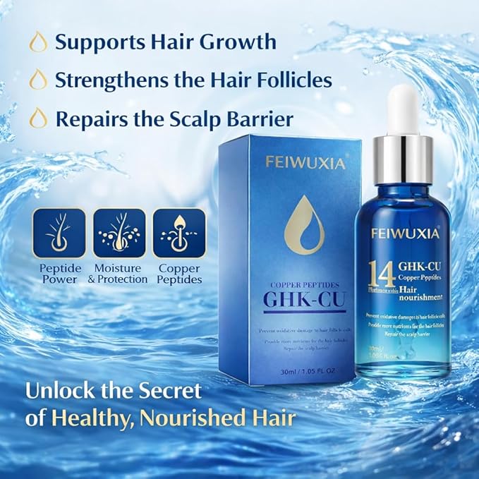 GHK-CU Hair Growth Serum, Hair Serum for Hair Growth, Scalp Nourishing Hair Growth Products to Support Thinning Hair for Men and Women