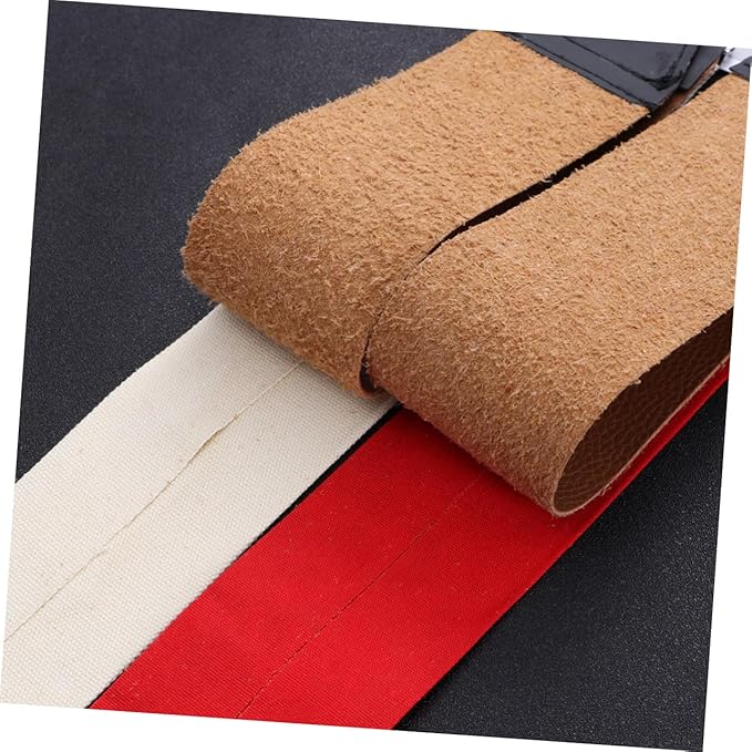 2pcs Leather Strop for Razor Sharpening Double Layer Genuine Cowhide Grinding Cloth for Straight Razors Knives and Scissors Random