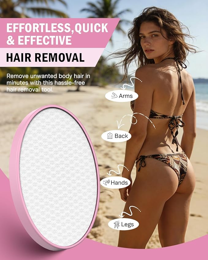 FVION Painless Crystal Hair Remover, Fine Grit Nano Hair Eraser, Glass Body Hair Shaver for Smooth Skin, Effortless Hair Removal Tool (Pink)
