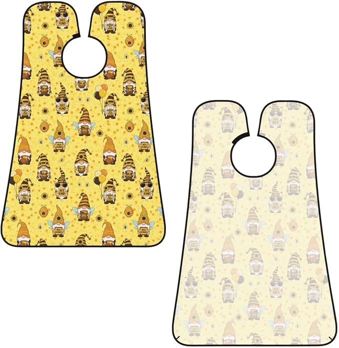 Men's Shaving Accessory Funny Honeybee Gnomes Bee Sunflower Yellow Flowers Floral, Waterproof Beard Apron with Hair Catcher & Suction Cups