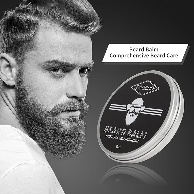 2oz Beard Balm for Men - Mustache Wax Mens Beard Leave In Conditioner Butter Wax Cream Softener Shea Moisturizer Grooming Styling Dandruff Treatment Maintenance Gifts Care Products(Sandalwood)